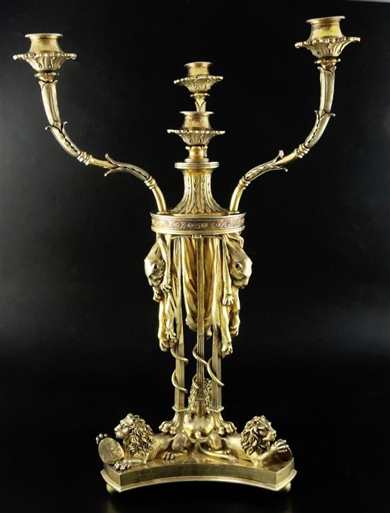 A George III silver-gilt four-light candelabrum, Digby Scott & Benjamin Smith, London 1806